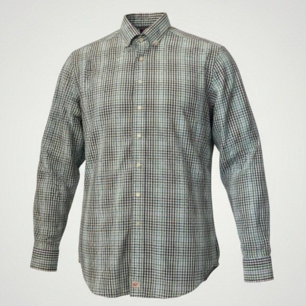 Vineyard Vines Murray Shirt Men Medium Green Blue Gingham Plaid Button Down